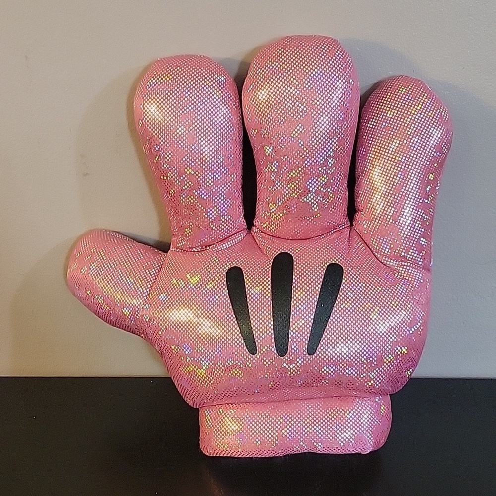 Disney Parks Minnie Mouse Pink Sparkle Glove Plush Right Hand Mitt Only Adult